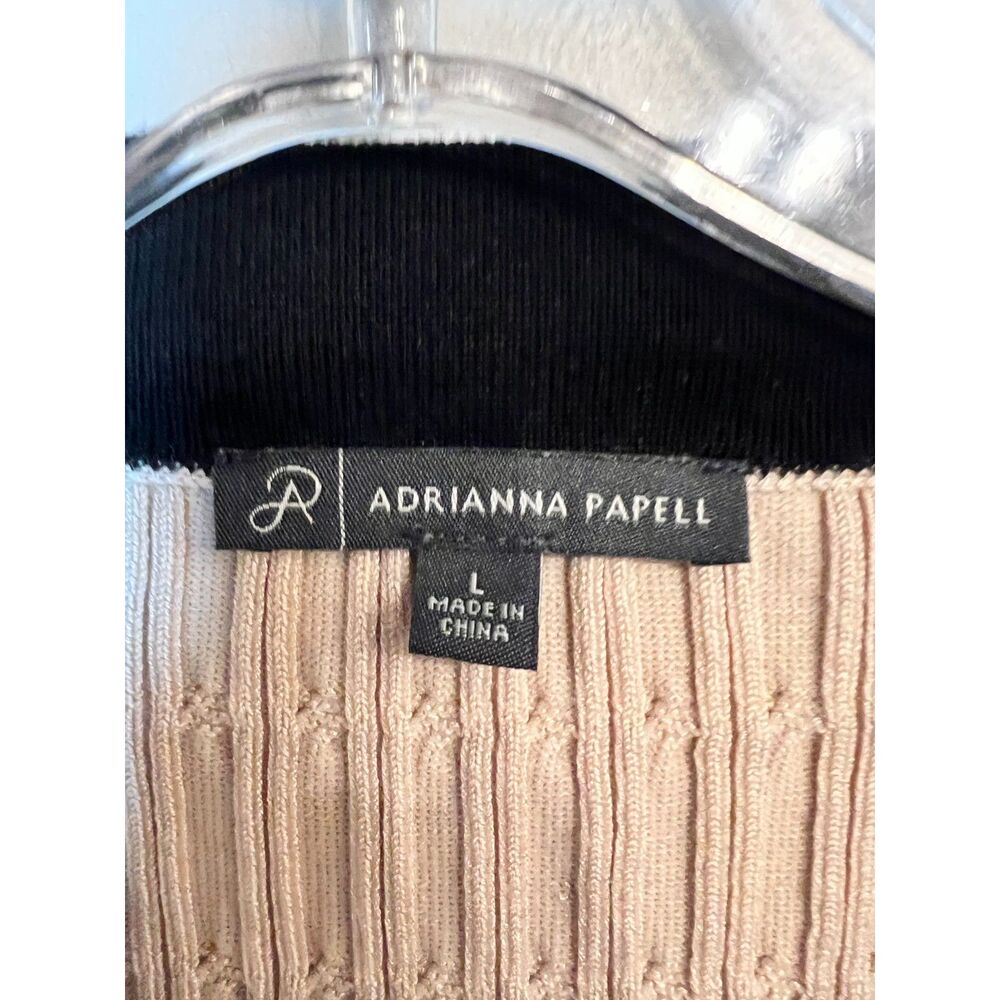 Adrianna Papell Lady Cardigan Cream Black Gold Button Sweater L - Picture 5 of 6